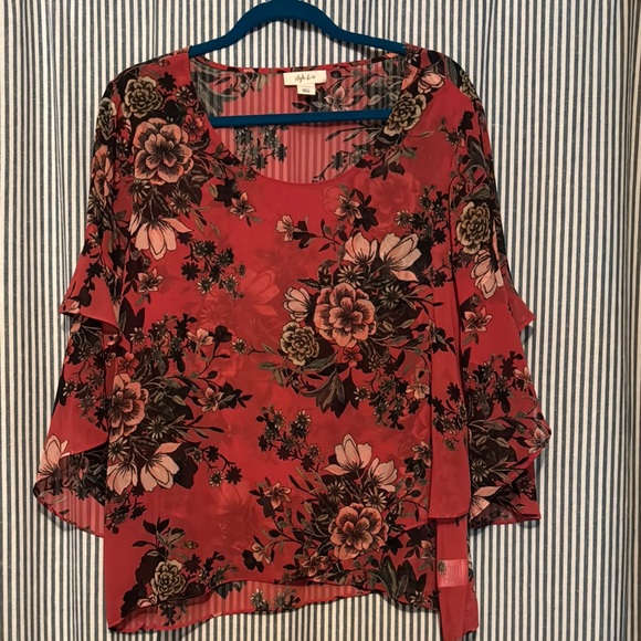 Style & Co. Tops - Women's Floral Red Top